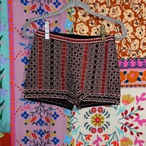 FOREVER 21 Black and Red Geometric Embroidered Shorts